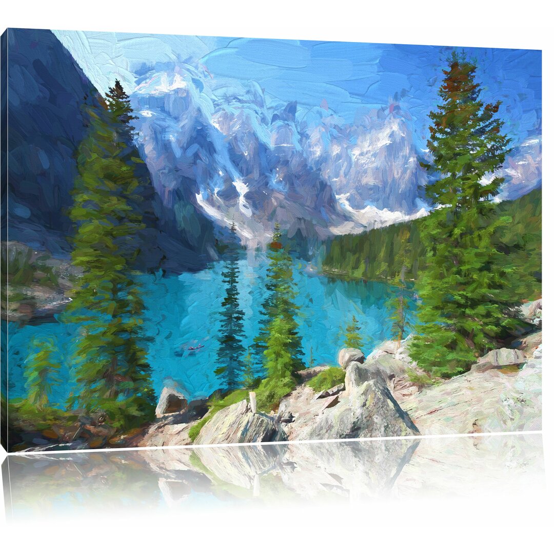 Leinwandbild "Moraine Lake kanadische Berge", Grafikdruck