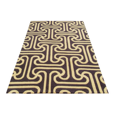 Wool Tuft Geometric Hand Woven 153cm X 244cm Area Rug