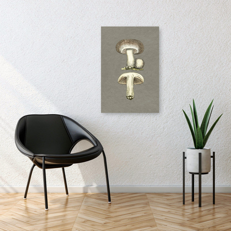 Field Mushroom Retro Rustic Vintage Landscape Nature Wall Art Print 1 Piece Wrapped Canvas Wall Art, 91.44cm H x 60.96cm W
