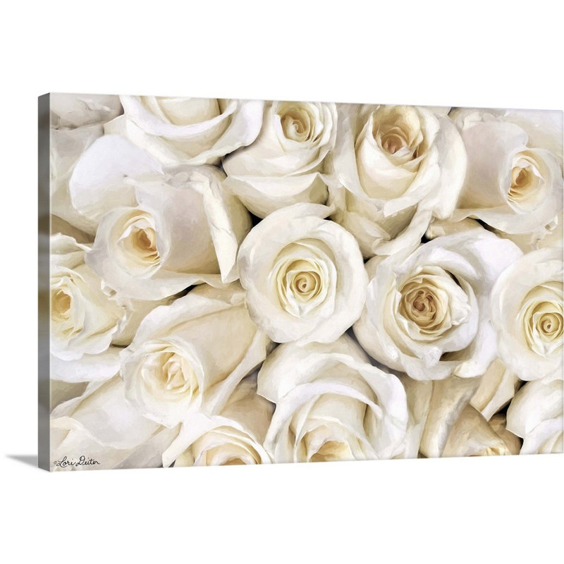 Reproduction de photo sur toile « Top View-roses blanches » par Lori Deiter, H 40 po x l 60 po x P 1,25 po, Toile tendue