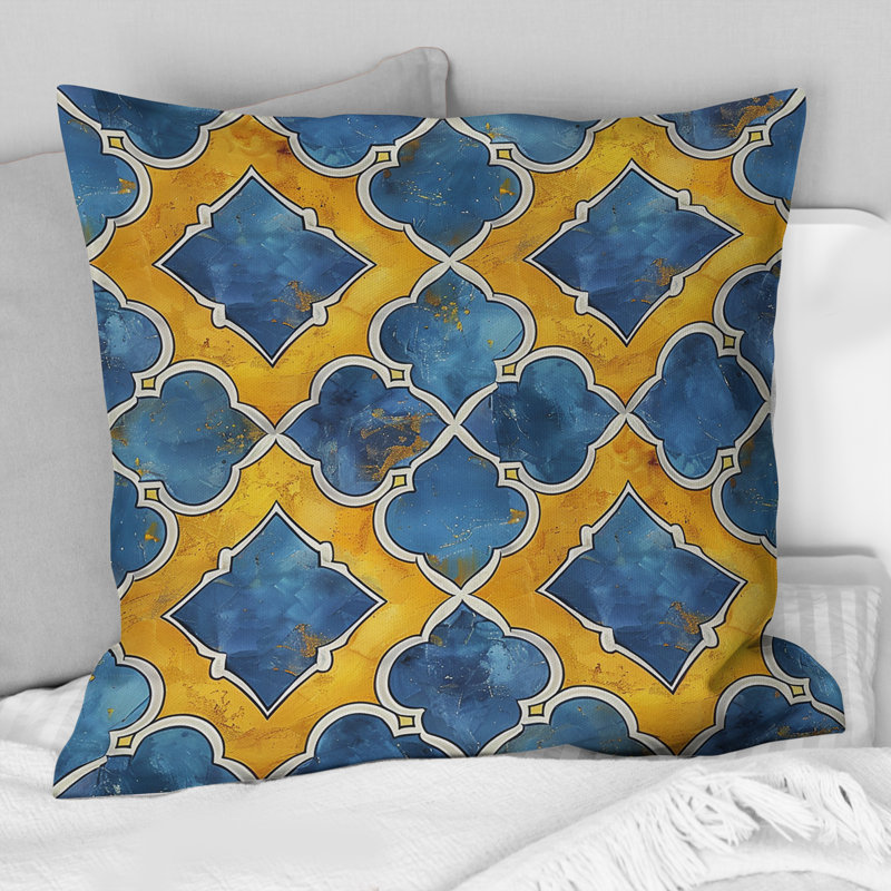 Coussin moderne jaune Modern Trellis II, H 18 po x l 18 po