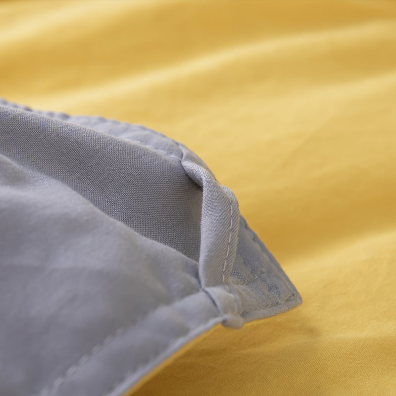 Polyester Box Stitch Comforter, Queen Comforter + 2 Shams, Mimosa Yellow/Victorian Silver