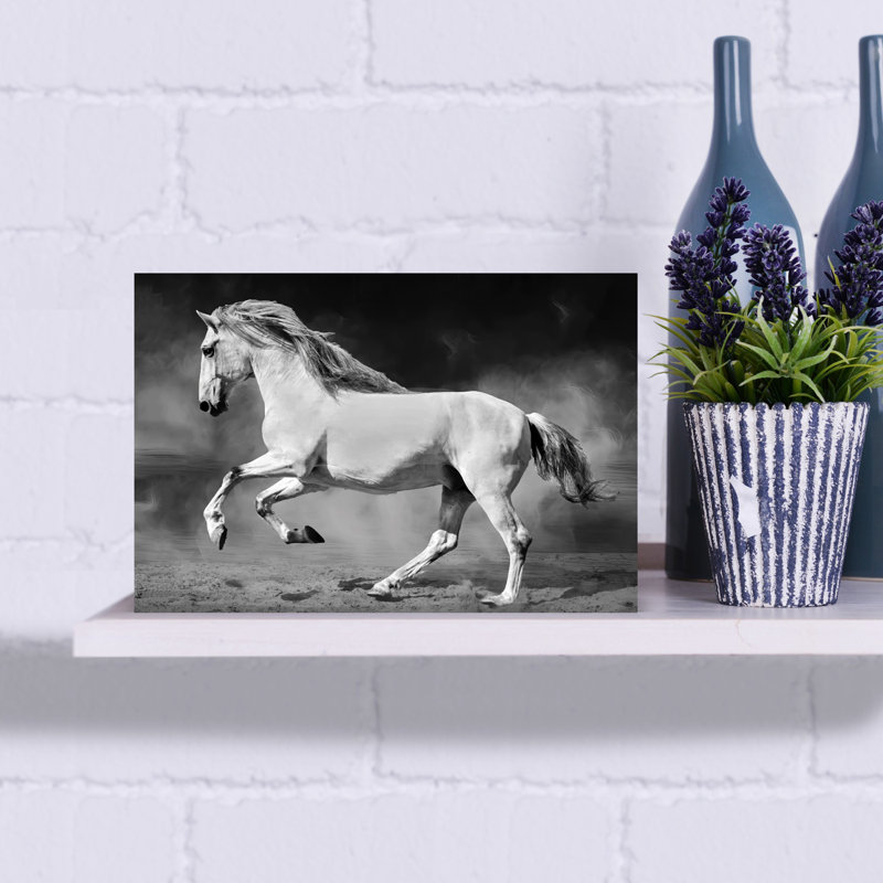 Art mural abstrait contemporain, "Lipizzaner", H 18 po x l 12 po