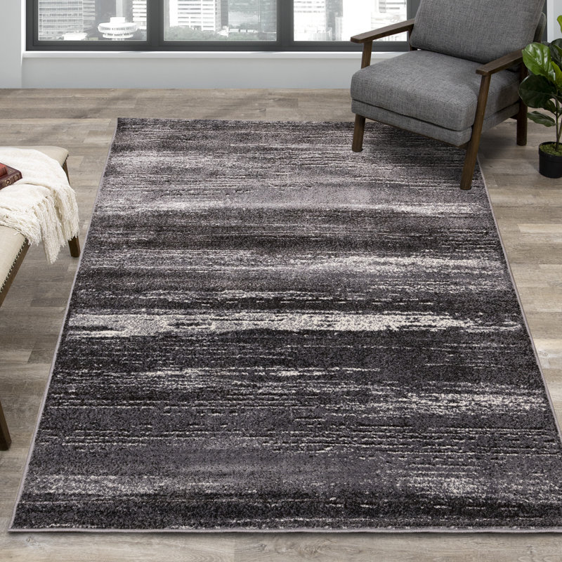 Tapis contemporain noir et gris Performance, Rectangle 7 pi 10 po x 10 pi 6 po