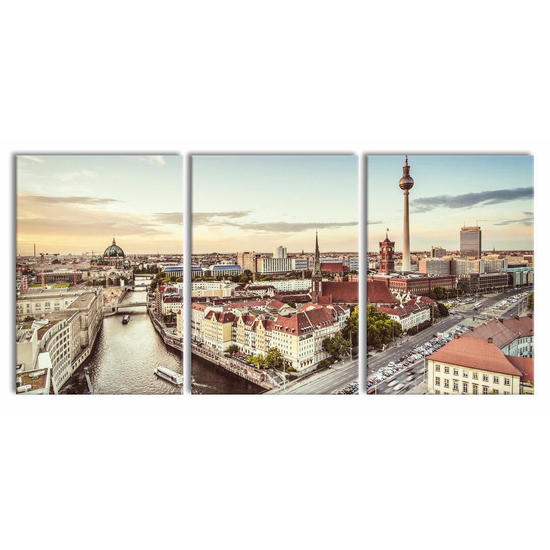 3-tlg. Leinwandbilder-Set Berlin Skyline