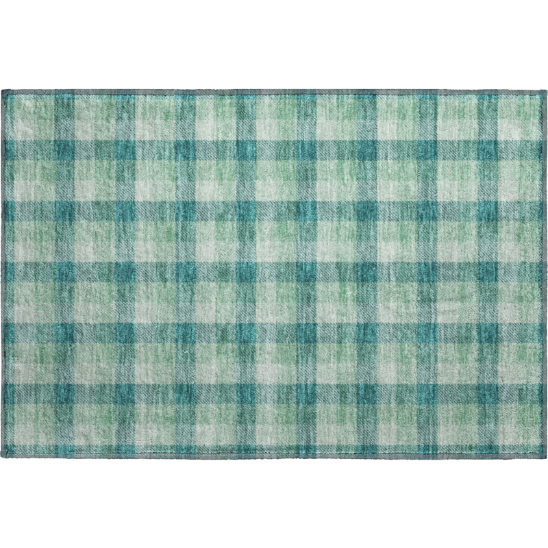 Premium Machine Washable Crumley AMF1053 Plaid Rug, Rectangle 1'8" x 2'6"