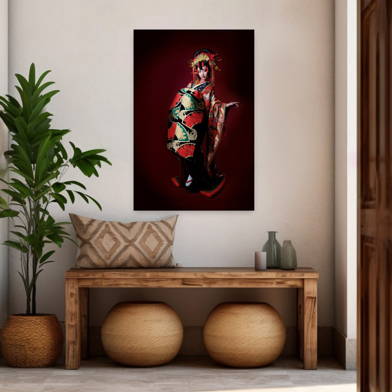 «Elegant Kimono Portrait», art mural élégant et traditionnel, H 48 po x l 32 po