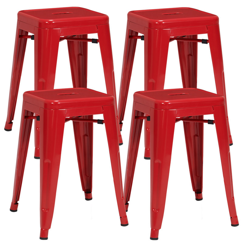 Shively Counter Stool with Metal Frame, Red