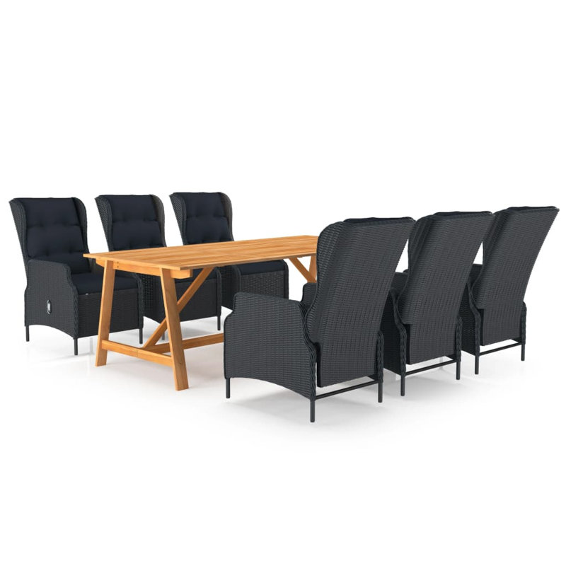Ensemble de salle à manger de jardin 7 pièces Red Barrel Studio® - gris foncé