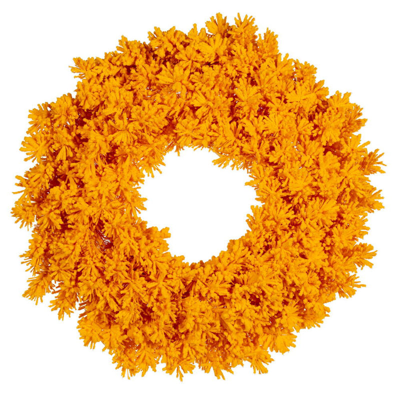Couronne artificielle floquée jaune non éclairée 30 po avec 180 pointes en PVC Latitude Run®
