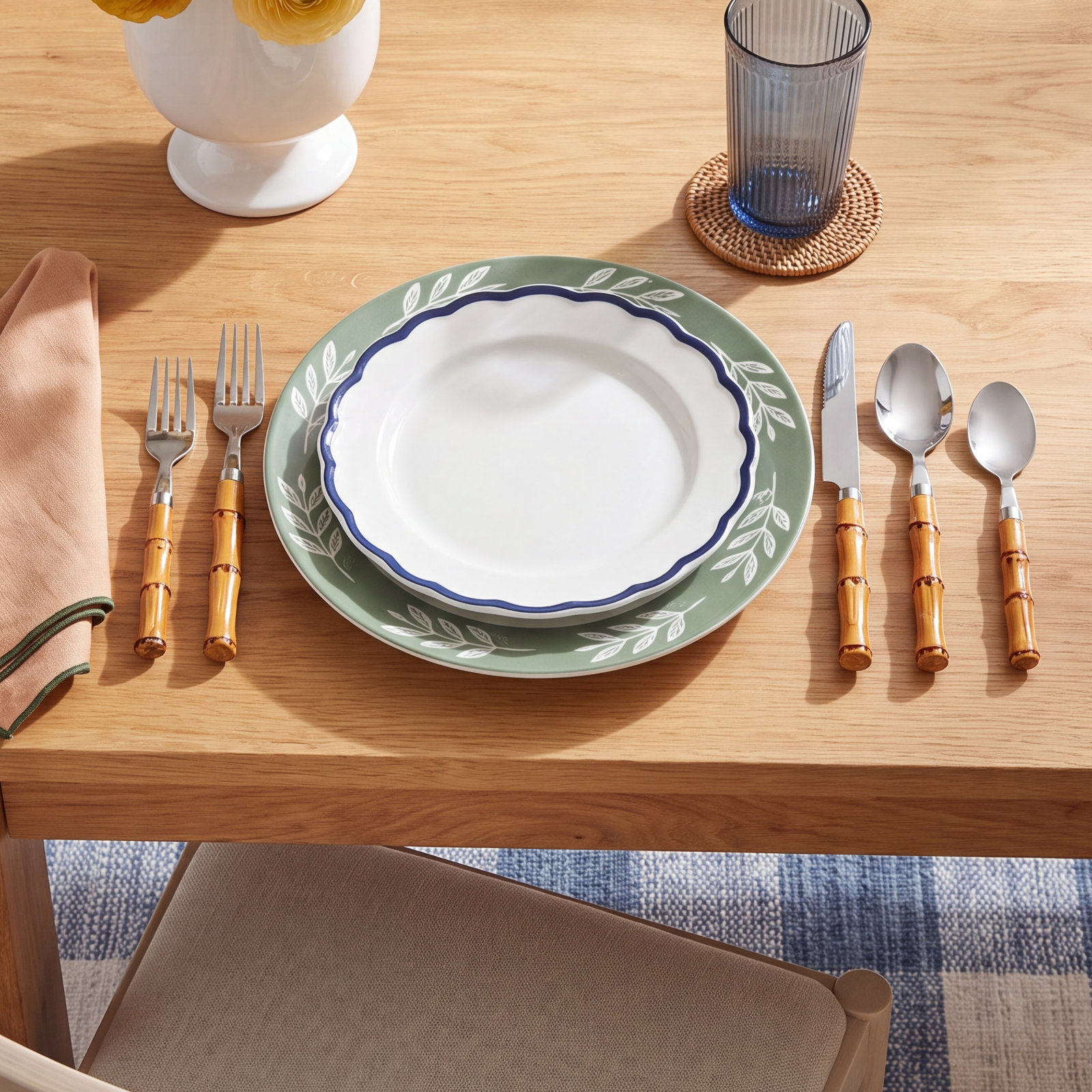  Cambridge Bamboo Handle 20-Piece Flatware Set