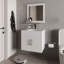 Ensemble de meuble-lavabo flottant blanc 2 portes avec lavabo et miroir-117825038