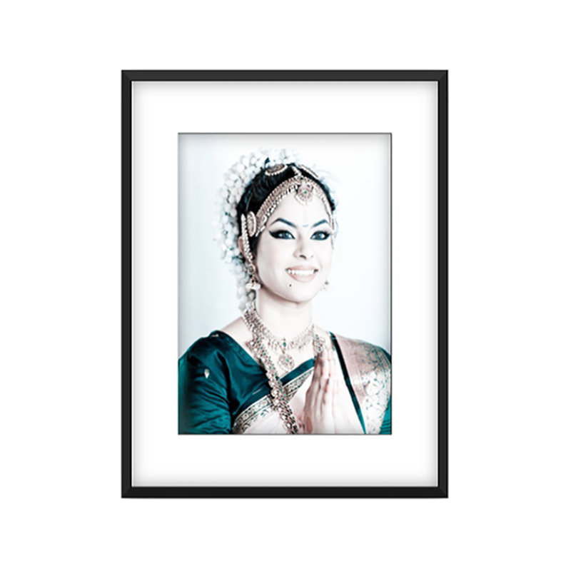 Namaste Blue Print by Francis Augustine, 36" H x 24" W x 0.8" D, White, Black Framed Paper