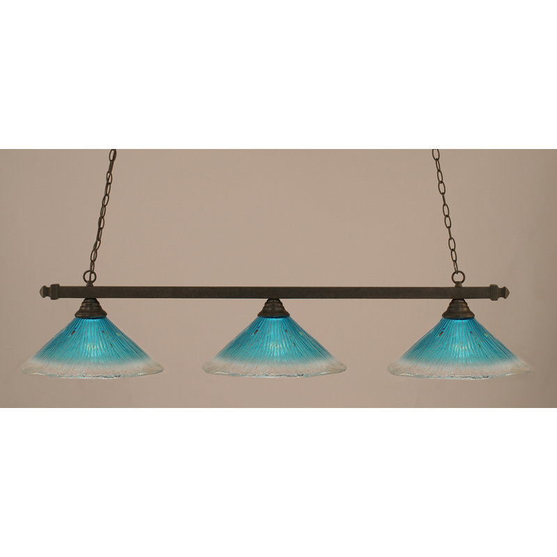 Barre carrée / ronde 3 lumières, Bleu sarcelle, Granite noir
