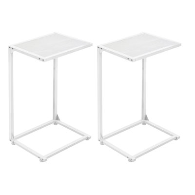2-Pack Horizontal C-Shaped Side Table White