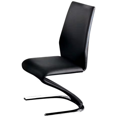 Of 2 Modern Dining Chairs, Black With Metal Z-Shaped Base For Area Piece Contemporary Seat And