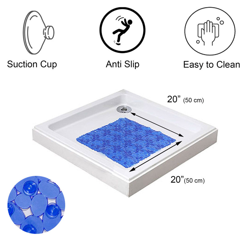 Polypropylene Plastic Non-Slip Shower Mat, Navy Blue