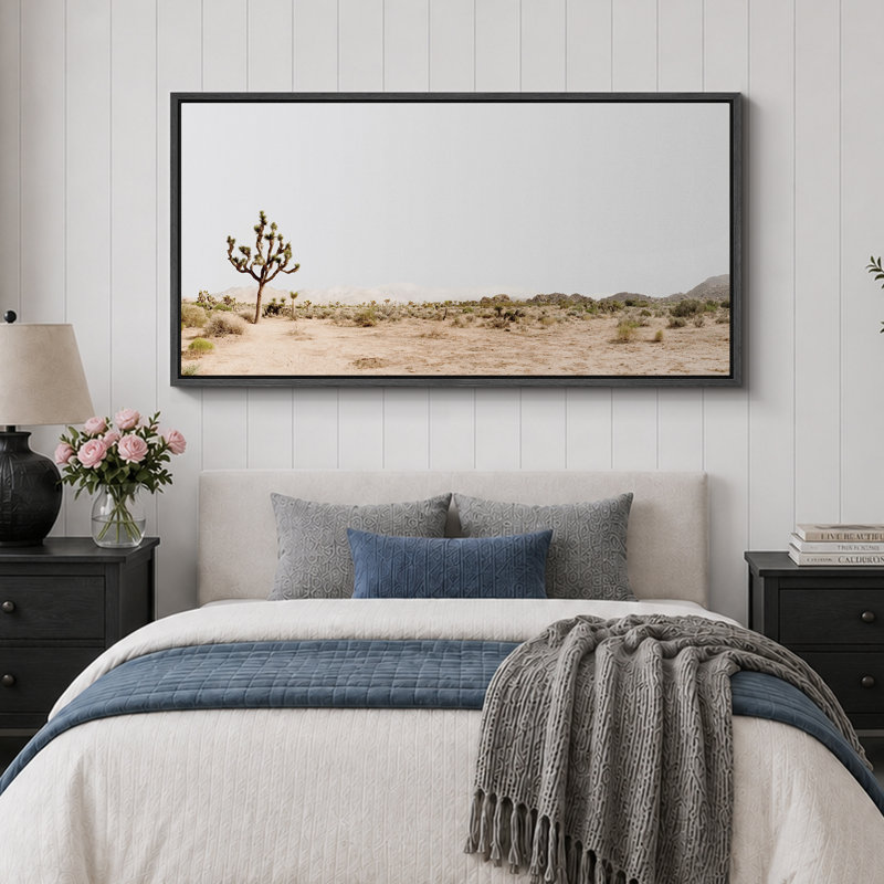 «Cactus Desert», Joshua Tree Retro, chambre à coucher, paysage, très grande impression sur toile encadrée, H 30 po x l 60 po