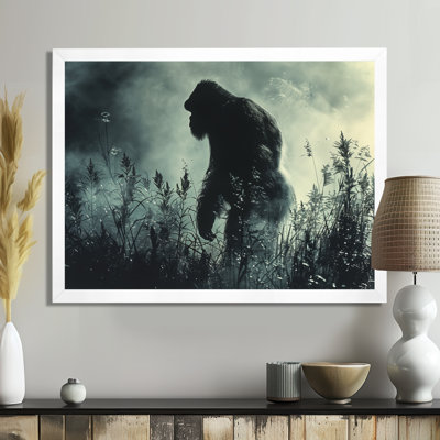Silhouette d'ombre noire et grise Bigfoot - art mural Bigfoot