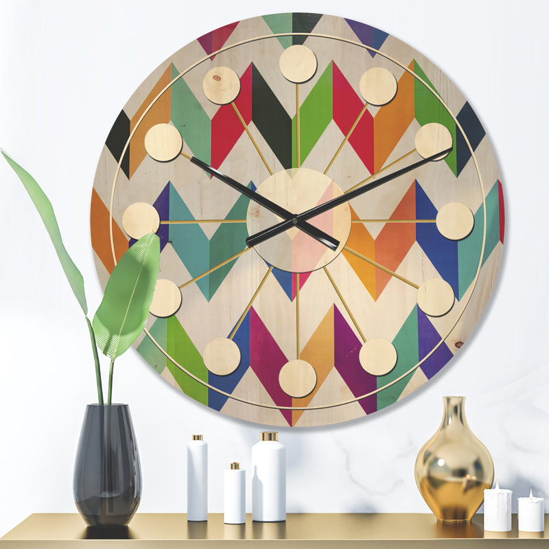 Horloge murale géométrique Retro Design III, Moyen
