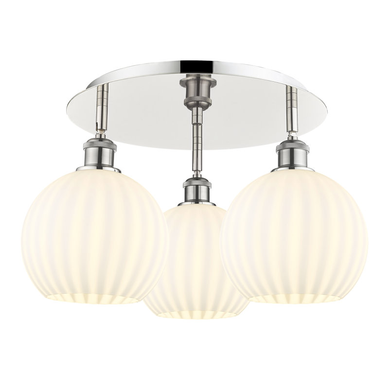 Becraft Glass Semi Flush Mount, Polished Nickel