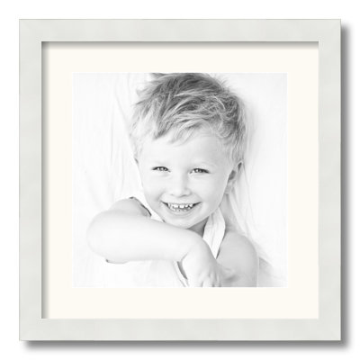 White Wood Matte Picture Frame with Mat