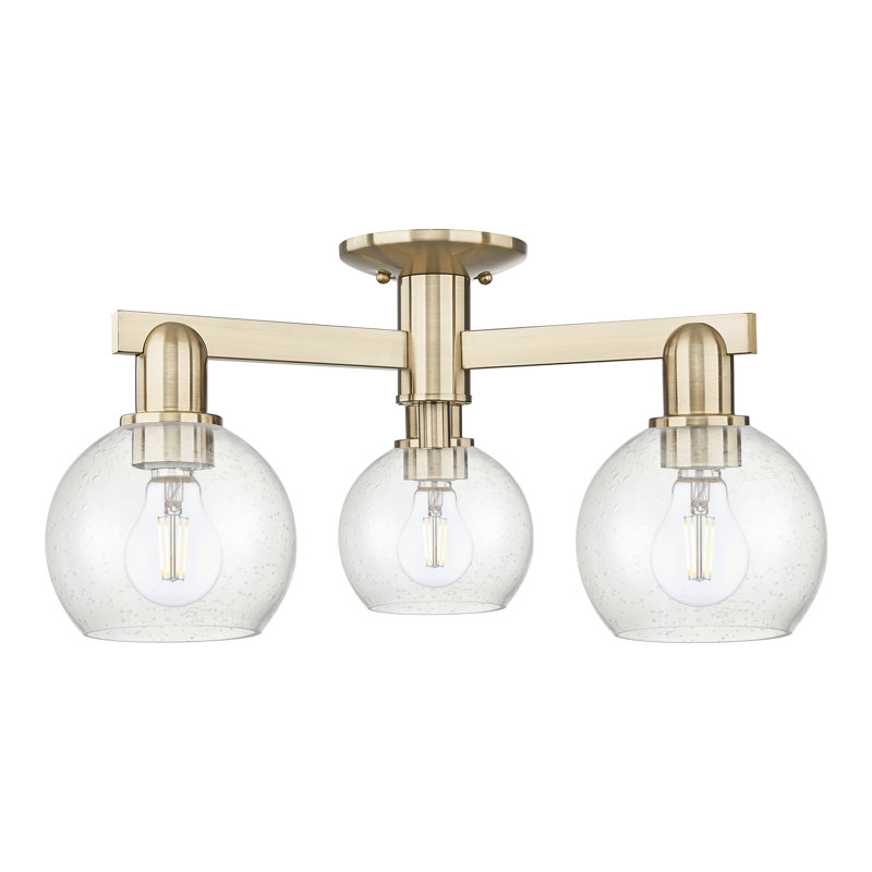 Arcadia - Amberle - 3 Light 23" Semi-Flush Mount - Champagne Bronze Finish - Seedy Shade, Seedy, Champagne Bronze