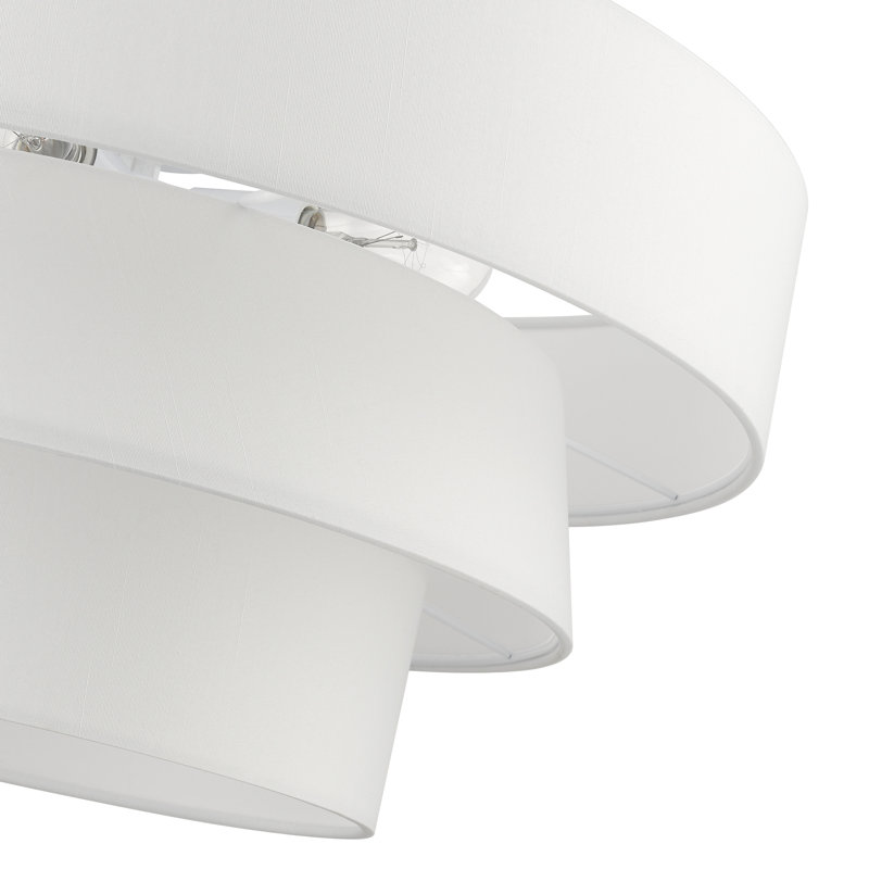 4 - Light Steel Dimmable Drum Chandelier, Brushed Nickel, White