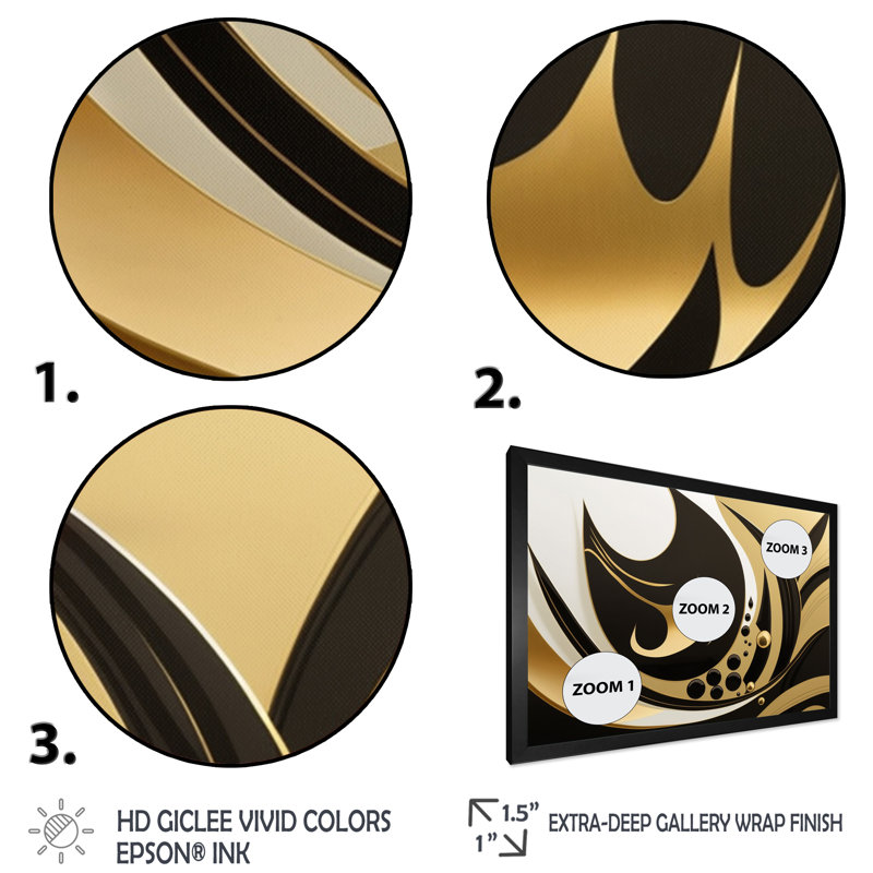 " Golden Circular Universe VII ", Black Picture Framed, 16" H x 32" W x 1" D