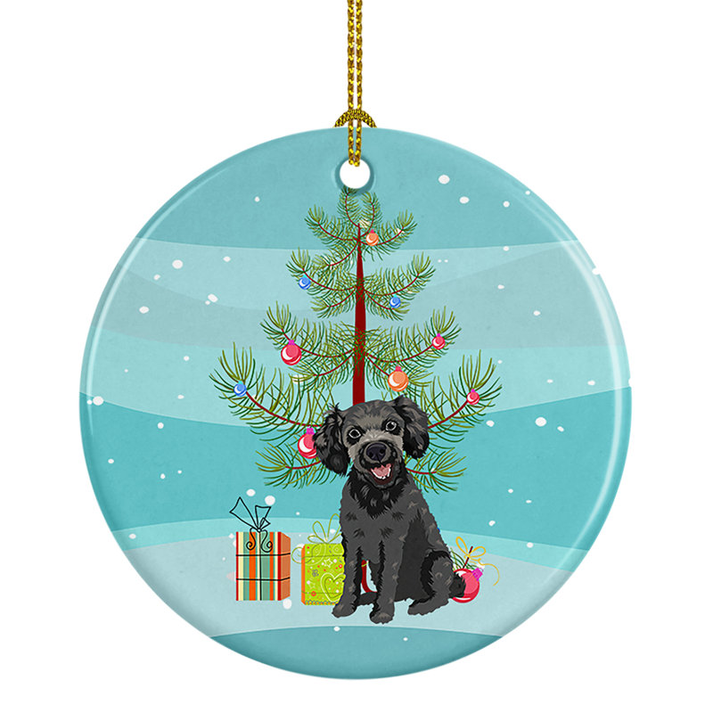 Poodle Toy Grey Christmas Ceramic Ornament, Poodle Toy Grey
