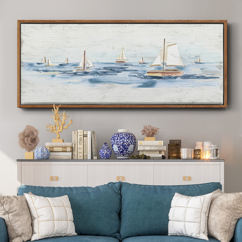 Bateaux sur l'eau II, Noyer, H 20 po x l 50 po x P 1,5 po