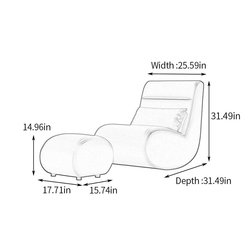 Chaise berçante avec repose-pieds Comfy, Brun / beige