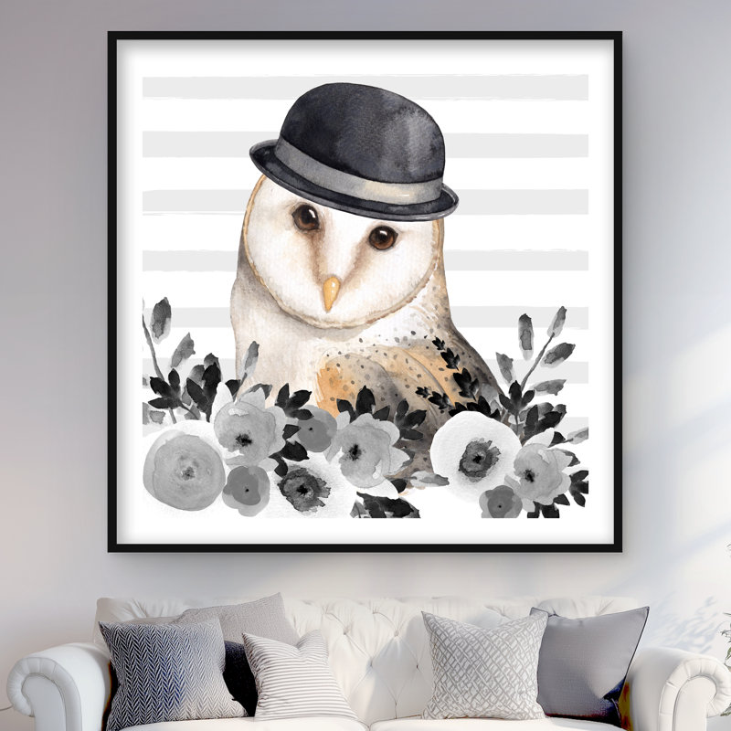 Owl Detective - Reproduction matte encadrée pour le décor de la chambre à coucher