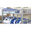 Lit superposé transitionnel double de couleur grise, attaché, 13 pièces Lattes, rails à joints verrouillables, bois massif pour la chambre à coucher en finition, -