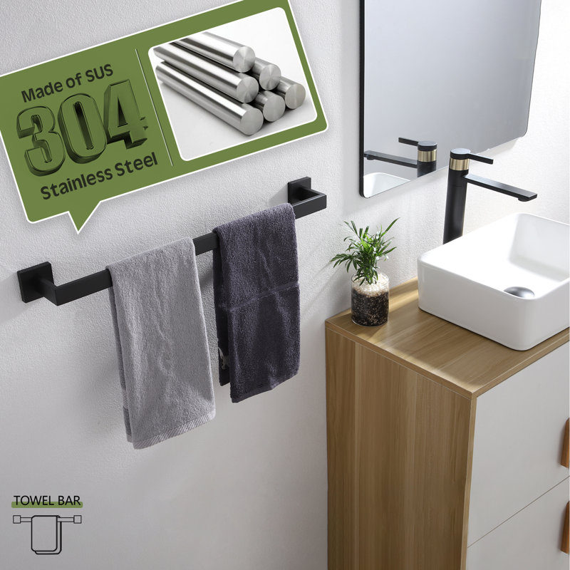 20" Towel Bar Wall Mounted, Matte Black