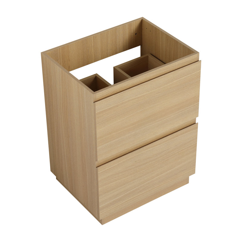 L'armoire de salle de bain 24 po à double tiroir en bois d'ingénierie ajoutera du style à votre meuble-lavabo autoportant