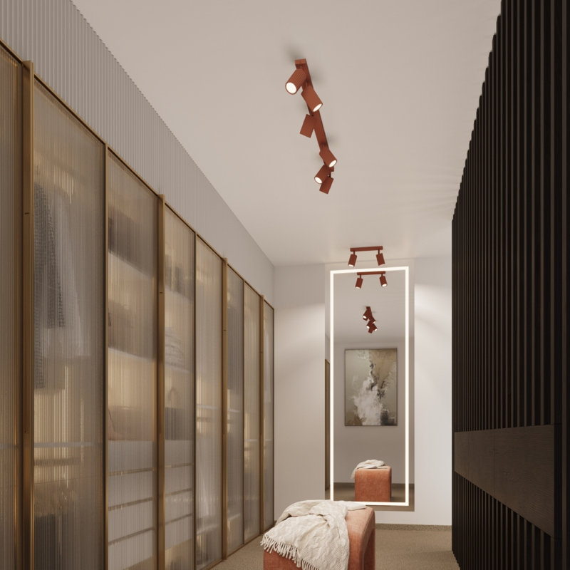 Bonina Aluminium Wall Sconce, Wall lamp KARBON red ochre with a switch, Red Ochre, 1 Light