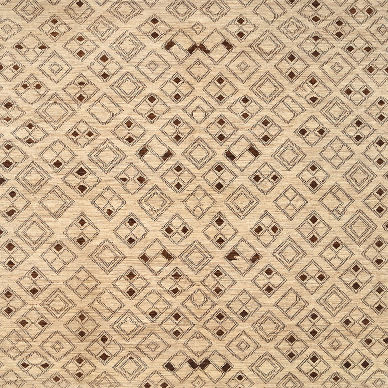 Tapis beige contemporain, Carré 7 pi x 7 pi