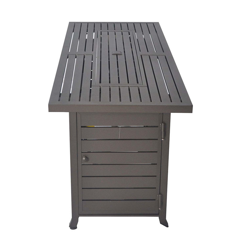 50000Btu Rectangular Fire Pit Table, 57 In Propane, With Lid & Wind Guard, , Bronze Steel, Transform Your Garden Into A Magical Place Backyard Deck Patio Camping Party Propane 50000Btu, Create Serene