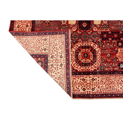 Tapis oriental rouge / ivoire en laine noué à la main Aryana