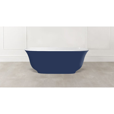 Amiata Painted 64-3/4" x 31-1/2" Freestanding Soaking Bathtub in Volcanic Limestone with Overflow Hole