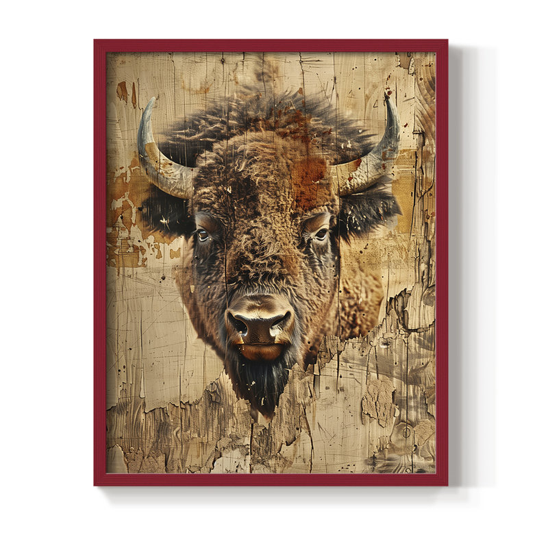 ANIMALS Series CDL XXXIX, reproduction encadrée - bois massif, H 30 po x l 24 po, Rouge