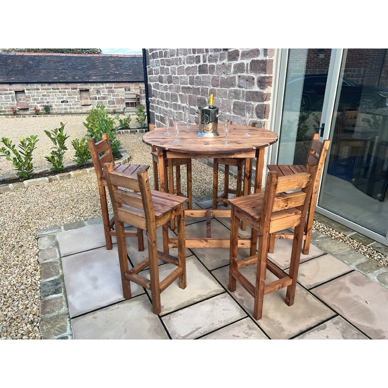 Imola 6 - Person Wood Patio Dining Set with Round Table