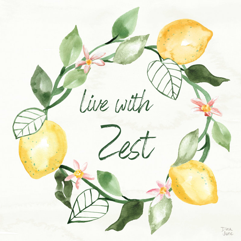 «Citron Traditions VII» par Dina June - impression sur toile tendue, H 12 po x l 12 po, Imprimé à cadre doré, Non