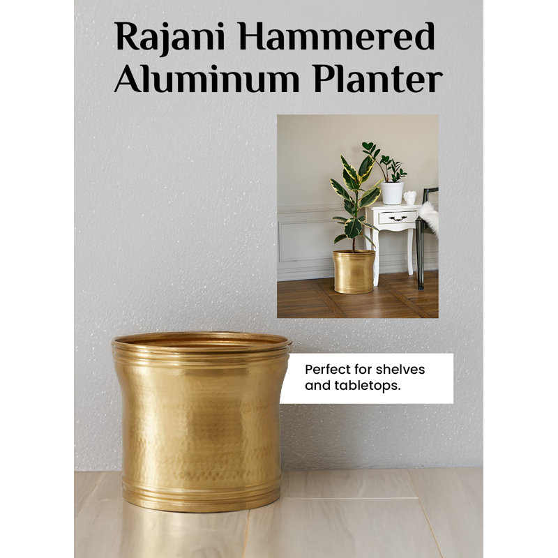 Pot à fleurs en aluminium martelé Rajani, H 15 po x l 15 po x P 15 po