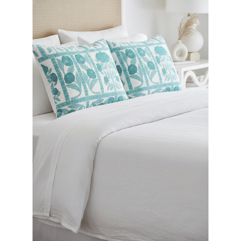 Coussin en lin Teal Blossom