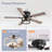 52" Flush Mount Ceiling Fan Light and Remote,Quiet Reversible DC Motor,E12 Base,Pull Chain-1928604786