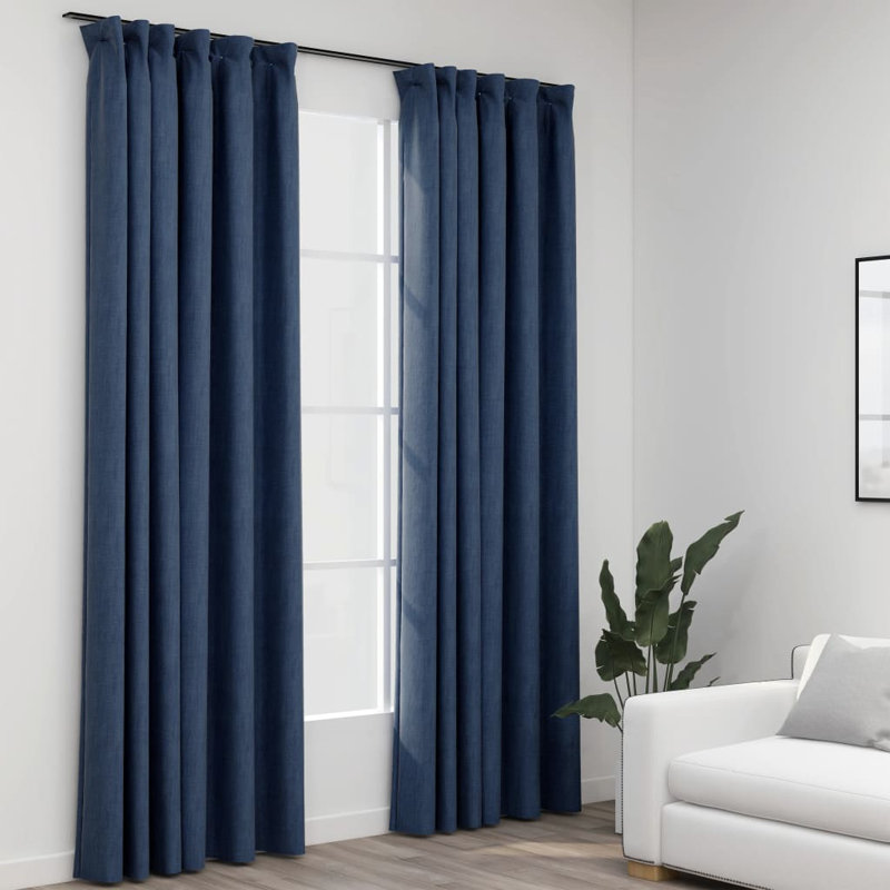 Blackout Curtain Pair, Blue, Width 140 x Drop 245 cm