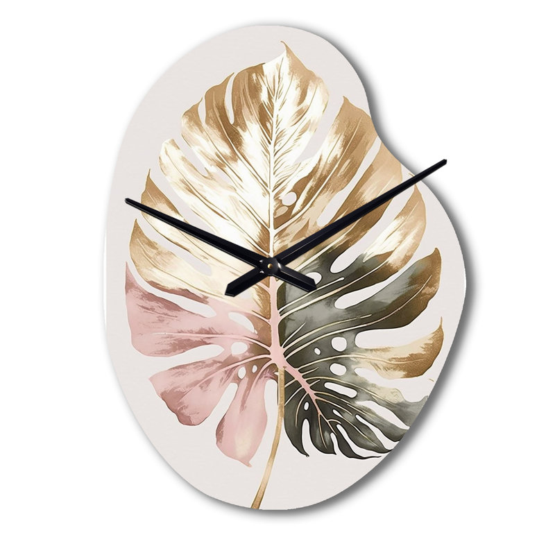Or et blanc Philodendron II - horloge murale, Grand