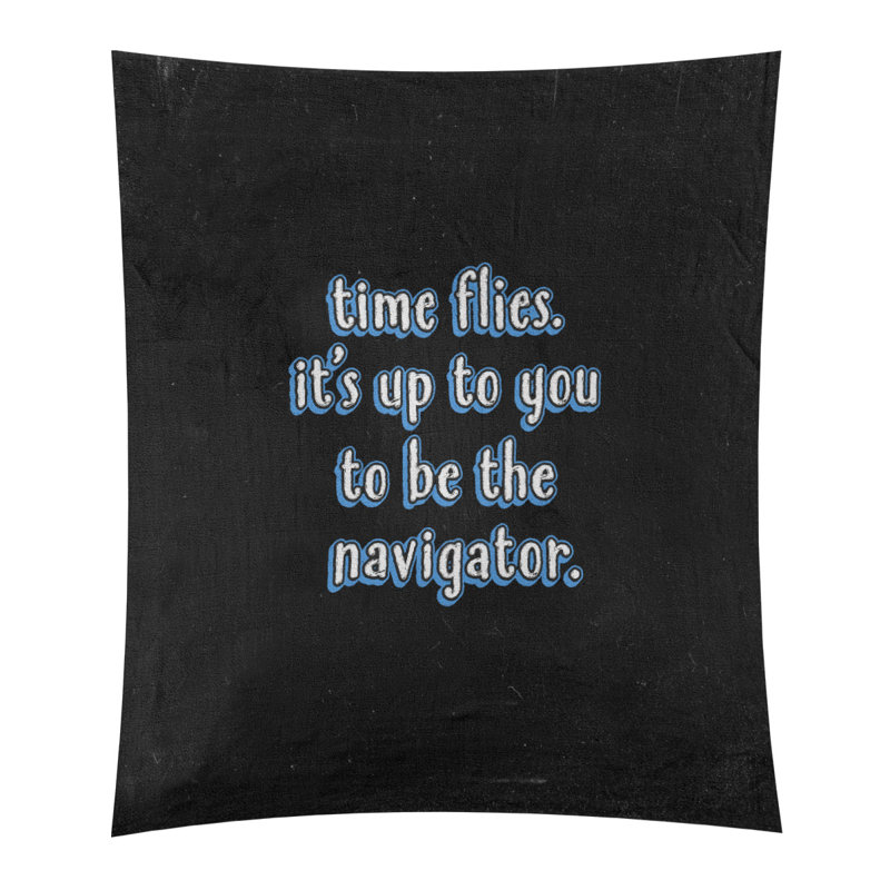 Tapisserie tableau noir en polyester time quote, H 60 po x l 51 po, Bleu